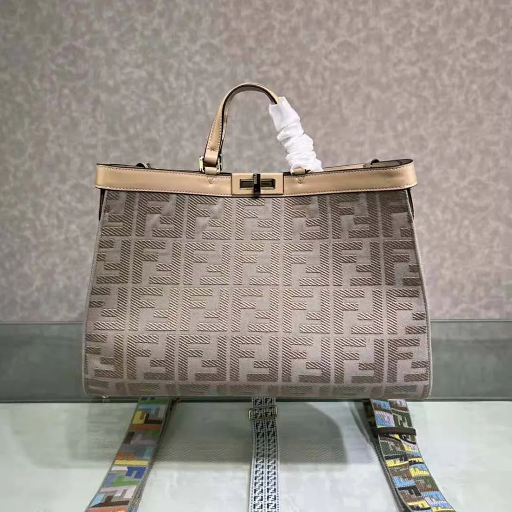 Fendi Medium Peekaboo X for Women in Tote Gray Canvas Bag Fendi Medium Peekaboo X for Women in Tote Gray Canvas Bag