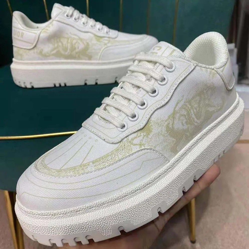 Dior Addict Sneaker Lime Toile de Jouy Technical Fabric for Women