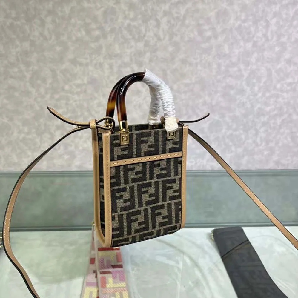 Fendi Mini Sunshine Shopper Brown FF Fabric Mini for Women in Bag Fendi Mini Sunshine Shopper Brown FF Fabric Mini for Women in Bag