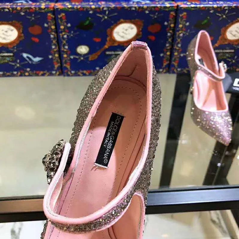 Dolce Gabbana D&G Shoes Satin Mary Janes with Crystals 100mm Heel for Women