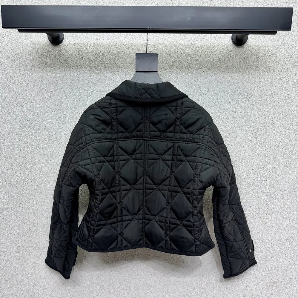 Dior Macrocannage Fitted Jacket Black Quilted Technical Taffeta for Women