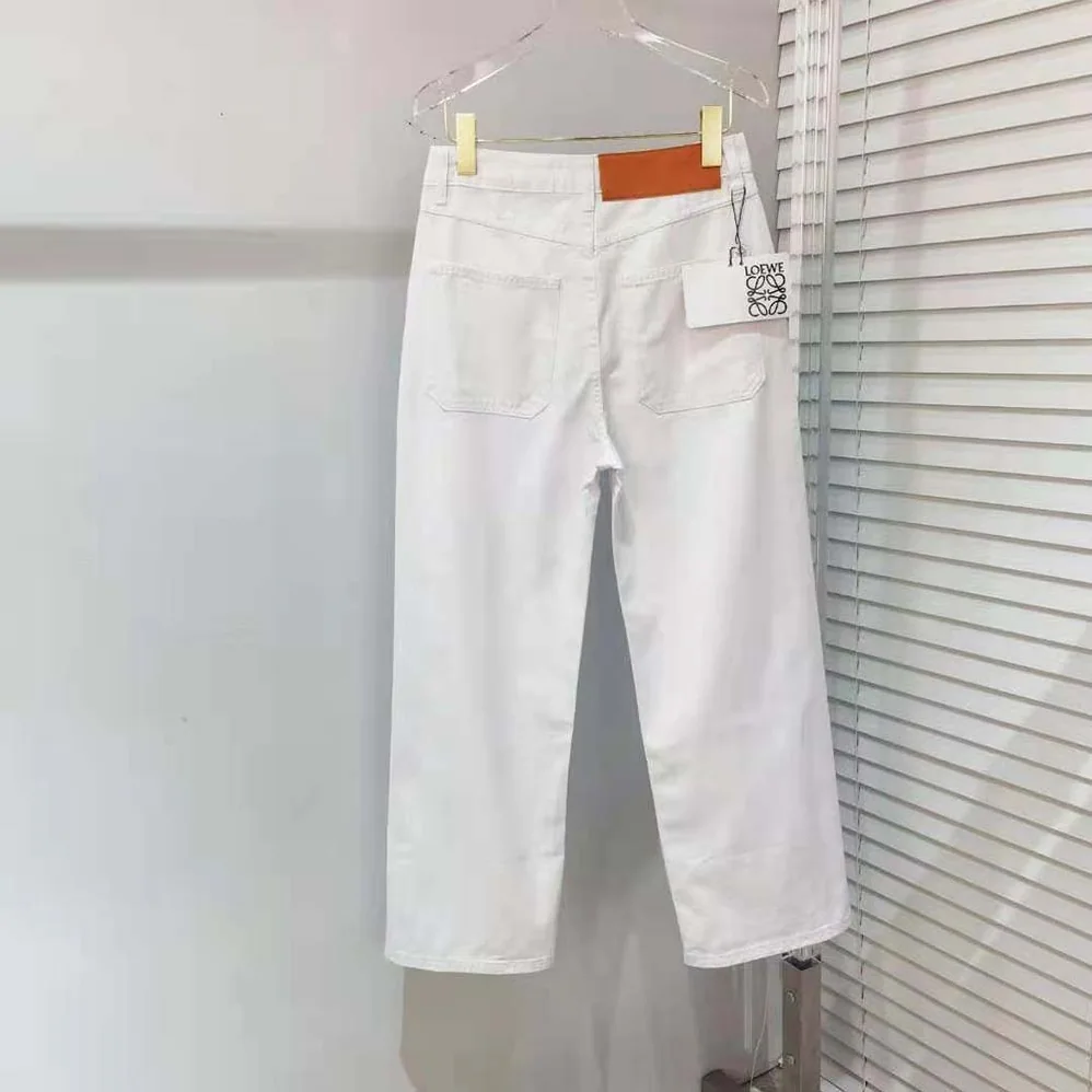 Loewe Fisherman Turn up Jeans in Denim for Women in White Loewe Fisherman Turn up Jeans in Denim for Women in White