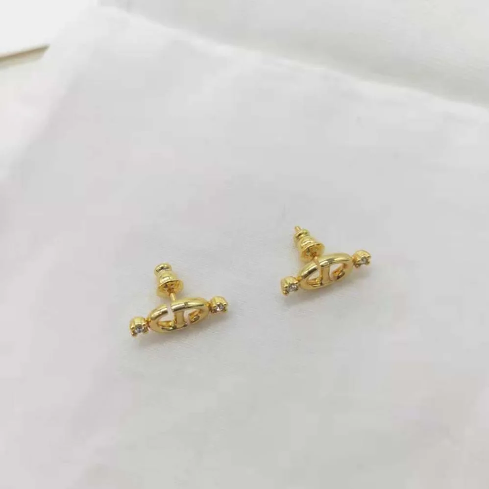 Dior CD Navy Stud Earrings Gold-Finish Metal and Silver for Women in Tone Crystals Dior CD Navy Stud Earrings Gold-Finish Metal and Silver for Women in Tone Crystals