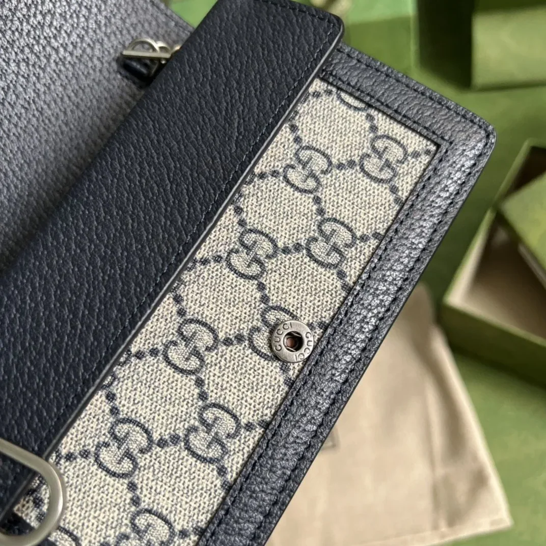 Gucci Dionysus Mini Shoulder Bag / Beige/ Blue GG Supreme Canvas Silver Hardware Gucci Dionysus Mini Shoulder Bag / Beige/ Blue GG Supreme Canvas Silver Hardware