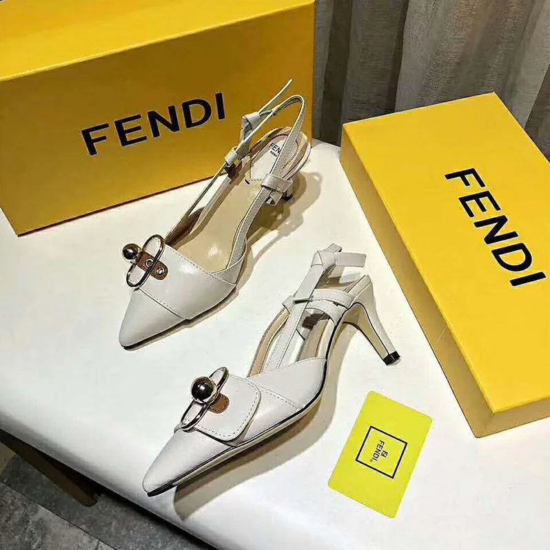 Fendi Shoes Pumps White Leather Slingbacks for Women