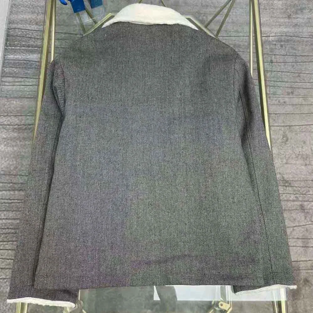 Dior Faux-Shearling Caro Jacket Gray Technical Cotton Drill for Women