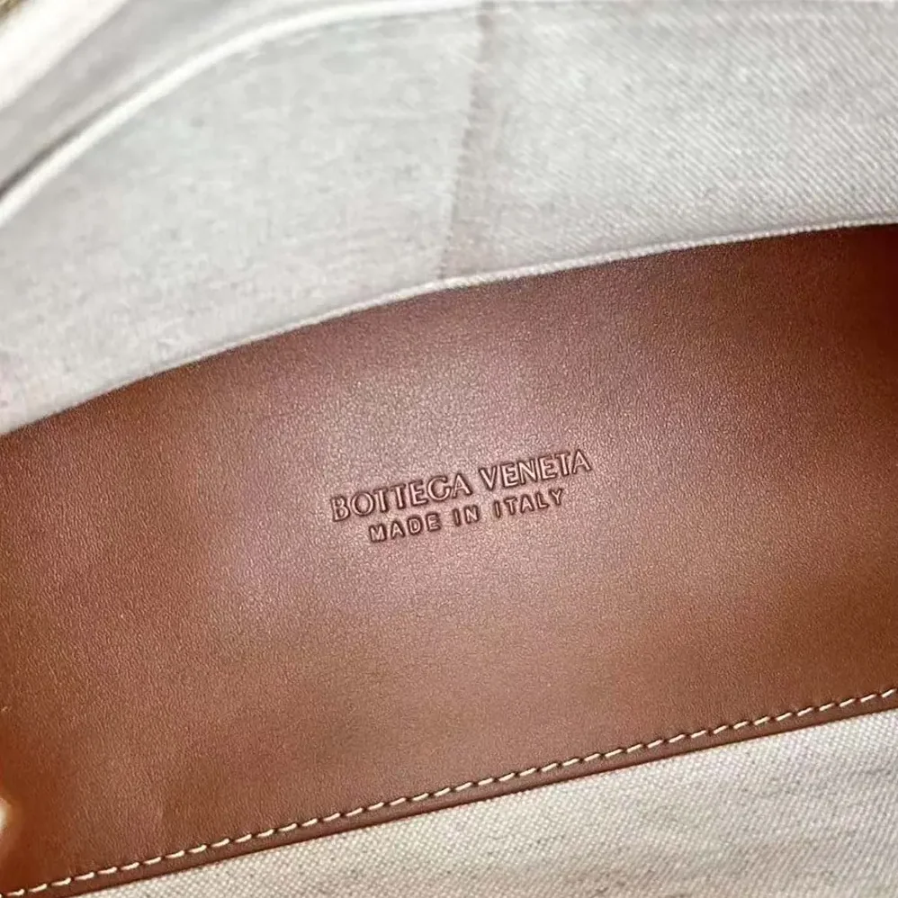 Bottega Veneta Small Andiamo in Calf Leather and Canvas for Women in Brown