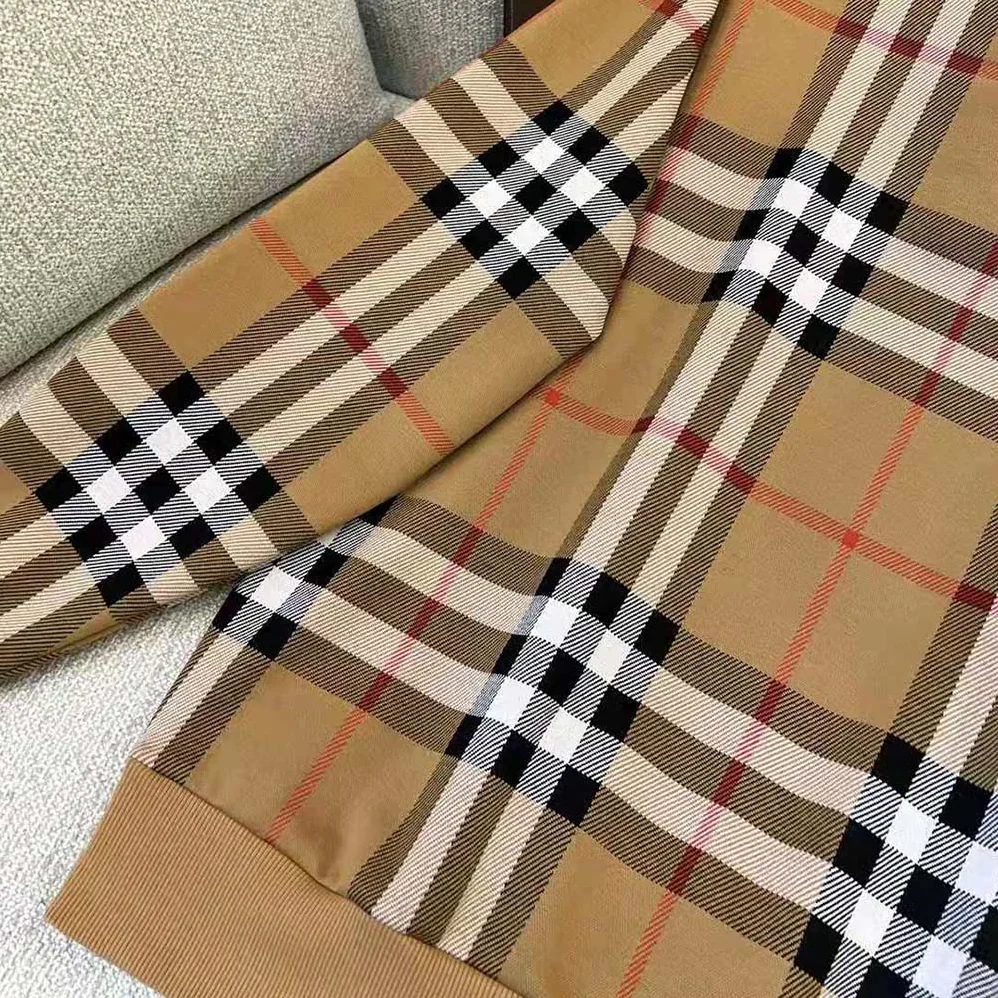 Burberry Check Cotton Jacquard Hoodie for Men in Brown