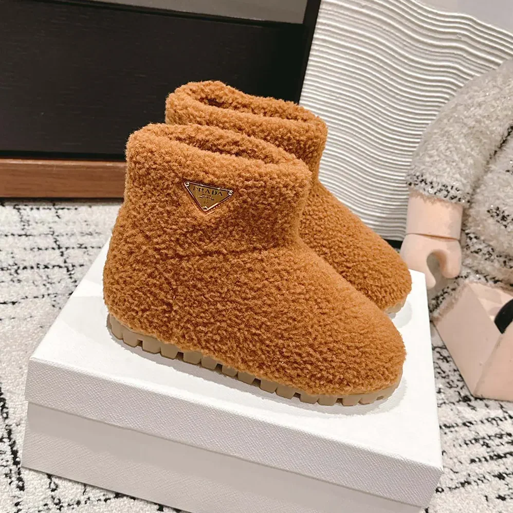 Prada Shearling Booties for Women in Brown