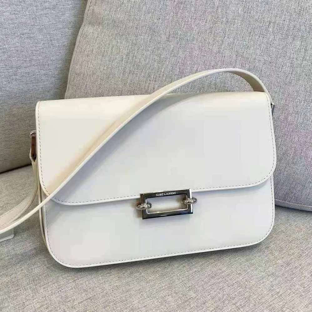 Saint Laurent YSL LE Pave Satchel in Smooth Leather for Women in White