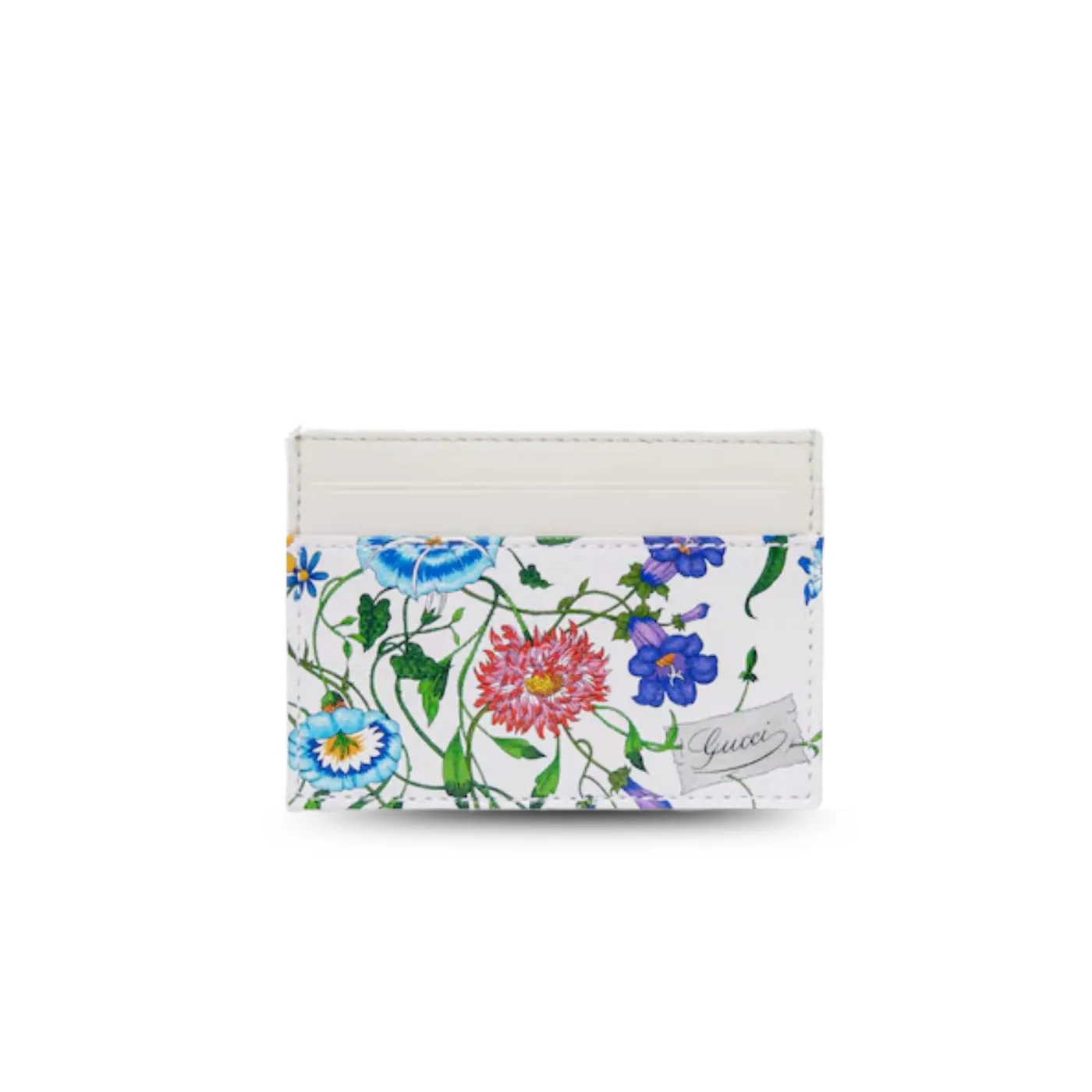 Gucci Flora Motif Card Case / White in Multicolor Palladium Hardware