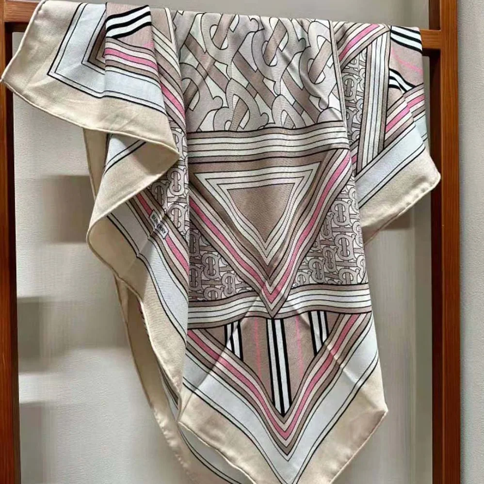 Burberry Montage Print Silk Square Scarf for Women in Pink Burberry Montage Print Silk Square Scarf for Women in Pink