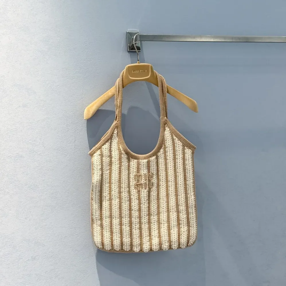Miu Miu Ivy Crochet Bag for Women in Sand/Chalk Miu Miu Ivy Crochet Bag for Women in Sand/Chalk