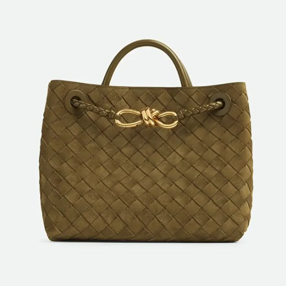 Bottega Veneta Small Andiamo Top Handle Bag in Supple Intrecciato Suede for Women Bottega Veneta Small Andiamo Top Handle Bag in Supple Intrecciato Suede for Women
