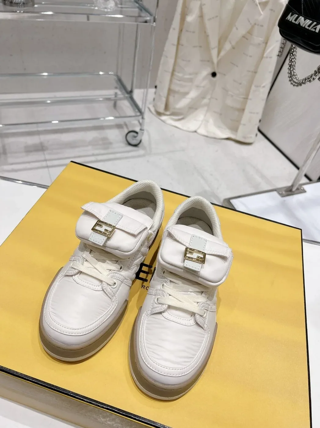 FD Fendi Match Lace-Up Low in Top Sneakers White