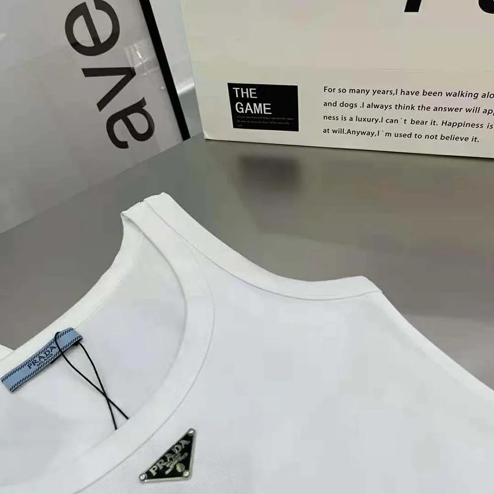 Prada Ribbed Knit Jersey Tank Top for Women in White Prada Ribbed Knit Jersey Tank Top for Women in White