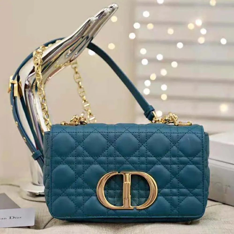 Dior Small Dior Caro Bag Supple Cannage Calfskin for Women in Blue Dior Small Dior Caro Bag Supple Cannage Calfskin for Women in Blue