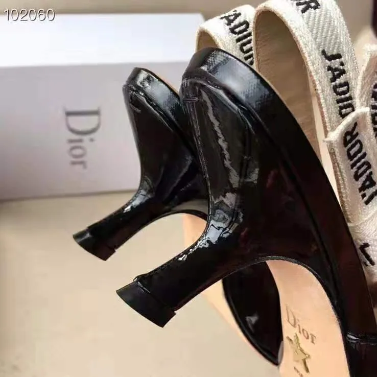 Dior J'adior Slingback Black Patent Calfskin Leather 6.5 cm Heel for Women