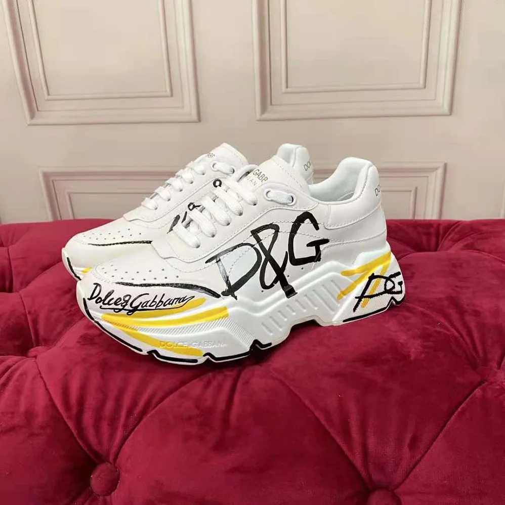 Dolce Gabbana D&G Calfskin Nappa Daymaster Sneakers for Women in Yellow