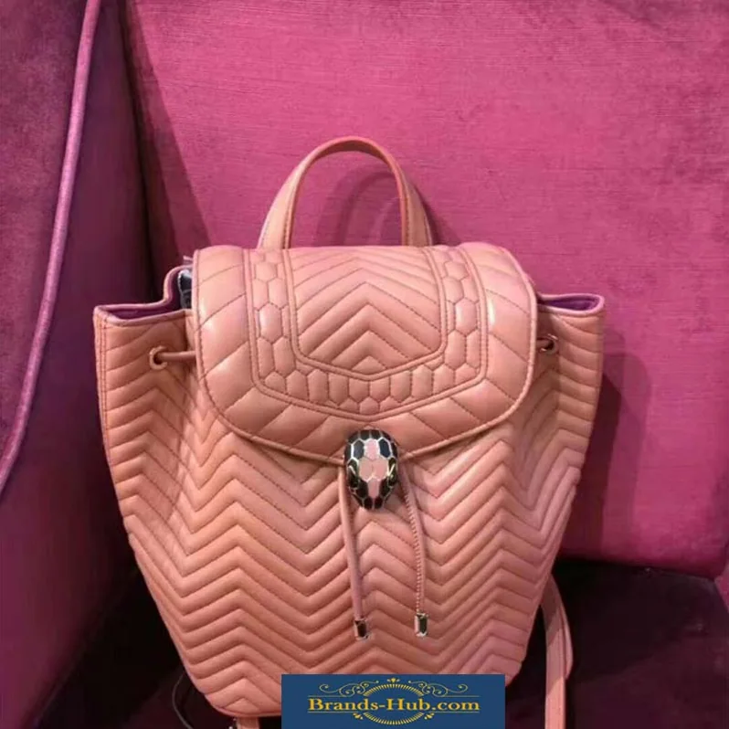 Bvlgari Serpenti Hypnotic Medium Backpack in Quilted Nappa Leather for Women in Pink