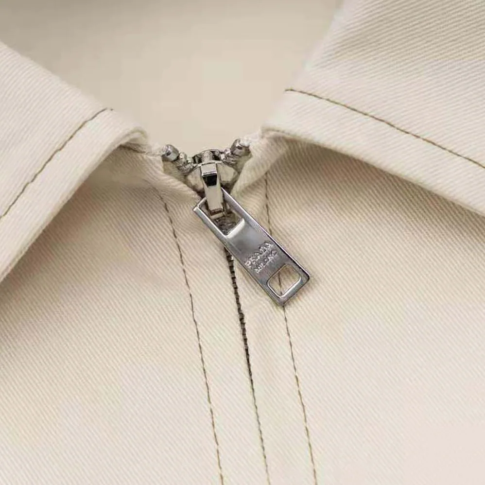 Prada Velvet Denim Blouson Jacket for Women in Beige