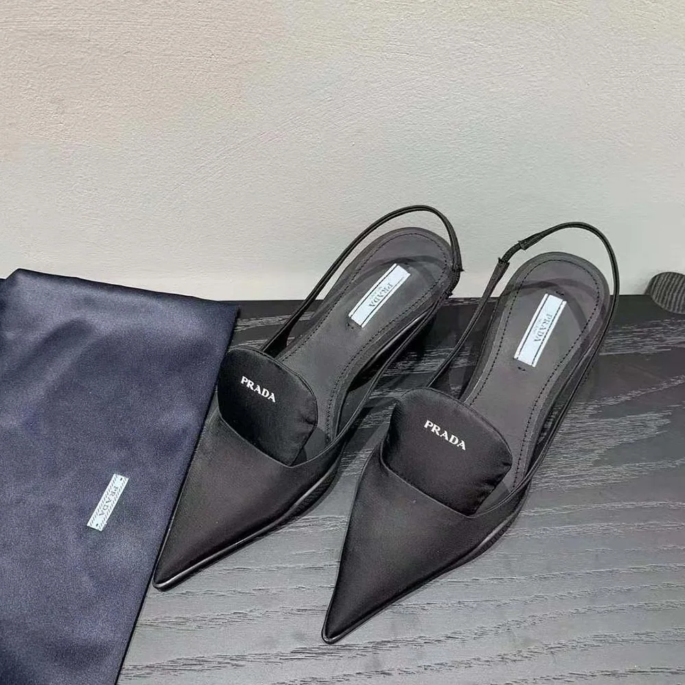 Prada Nylon Gabardine Slingback Pumps for Women in Black Prada Nylon Gabardine Slingback Pumps for Women in Black