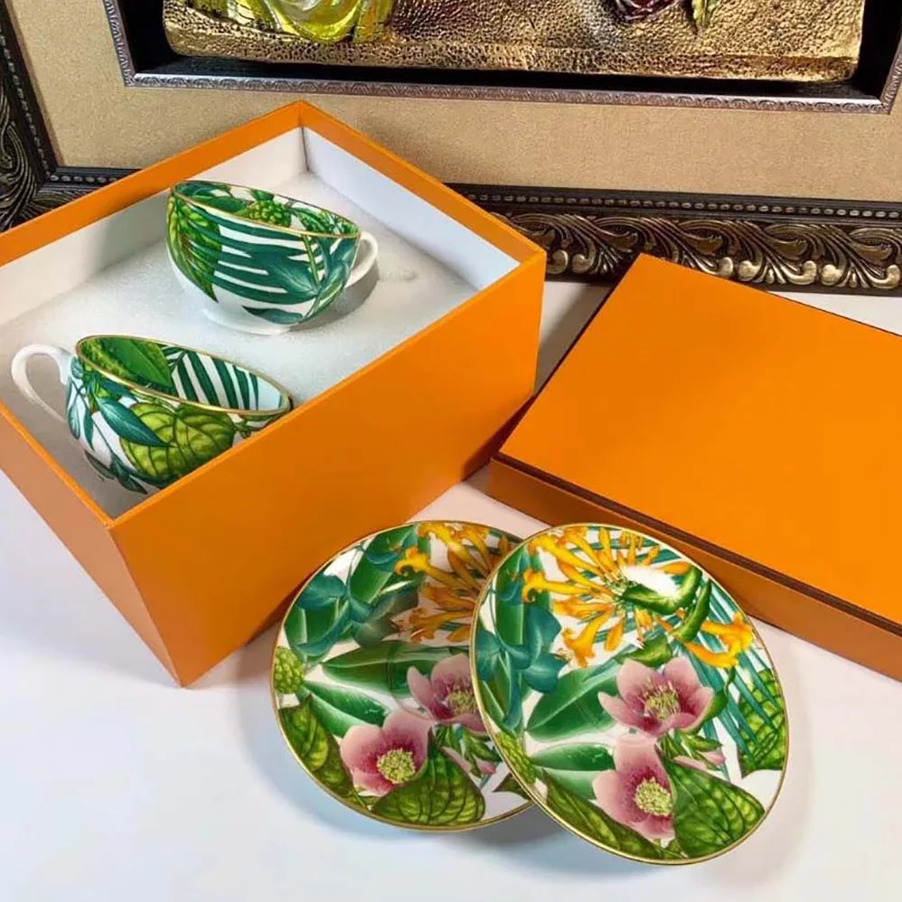 Hermes Passifolia Tea Cup and Saucer for Unisex Hermes Passifolia Tea Cup and Saucer for Unisex