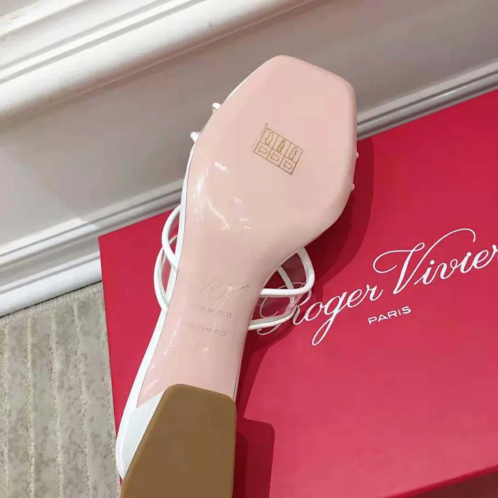 Roger Vivier Bikiviv Metal Buckle Mules in PVC for Women in White