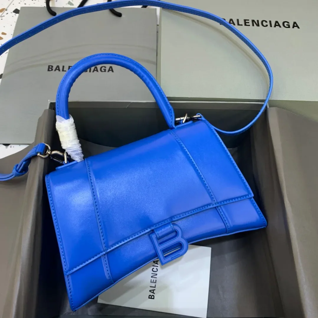 Balenciaga Hourglass Small Handbag In Dark Blue