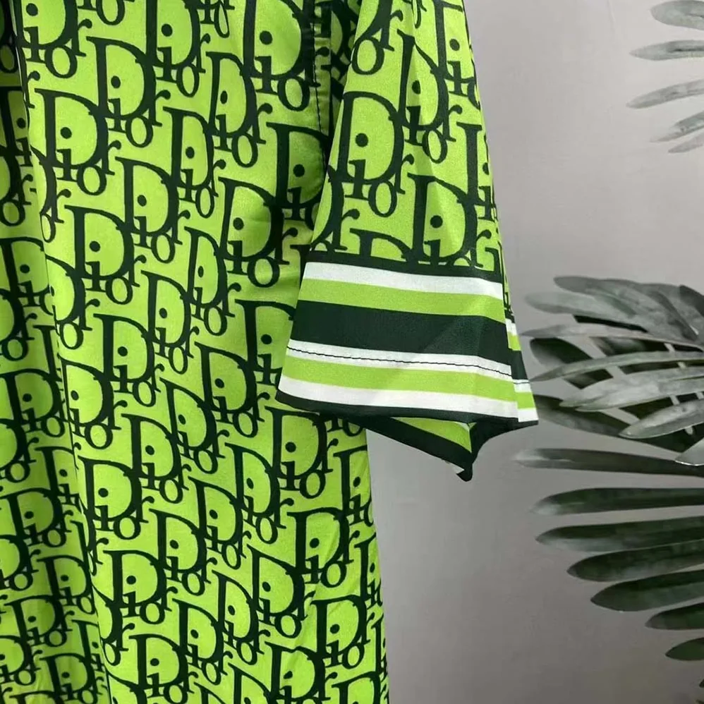 Dior Chez Moi Short-Sleeved Shirt Green Dior Oblique Silk Twill for Men Dior Chez Moi Short-Sleeved Shirt Green Dior Oblique Silk Twill for Men