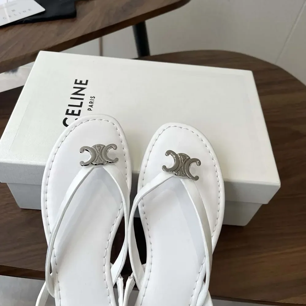 Celine Biki Sandal in Calfskin for Women in White