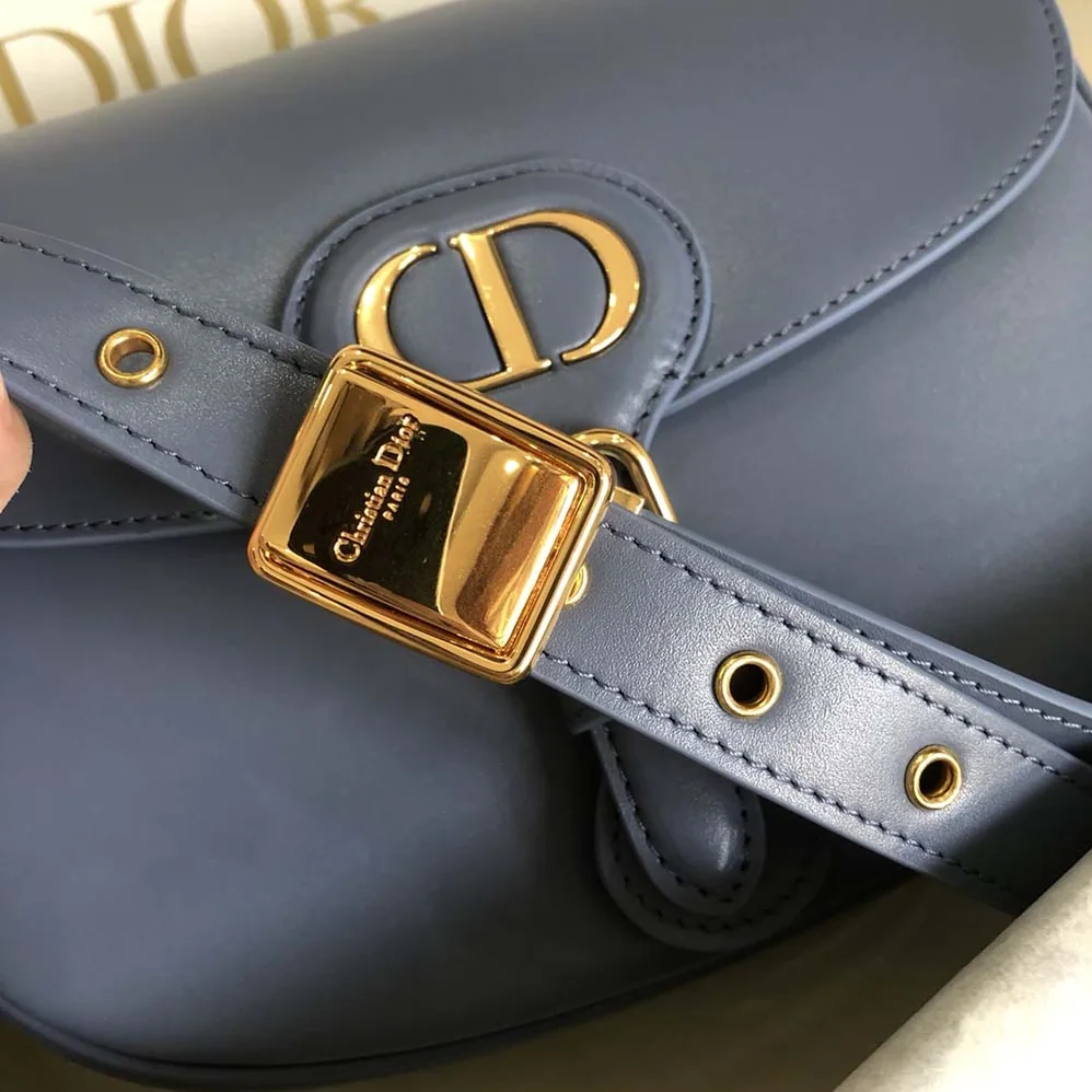 Dior Medium Dior Bobby Bag Denim Box Calfskin for Women in Blue