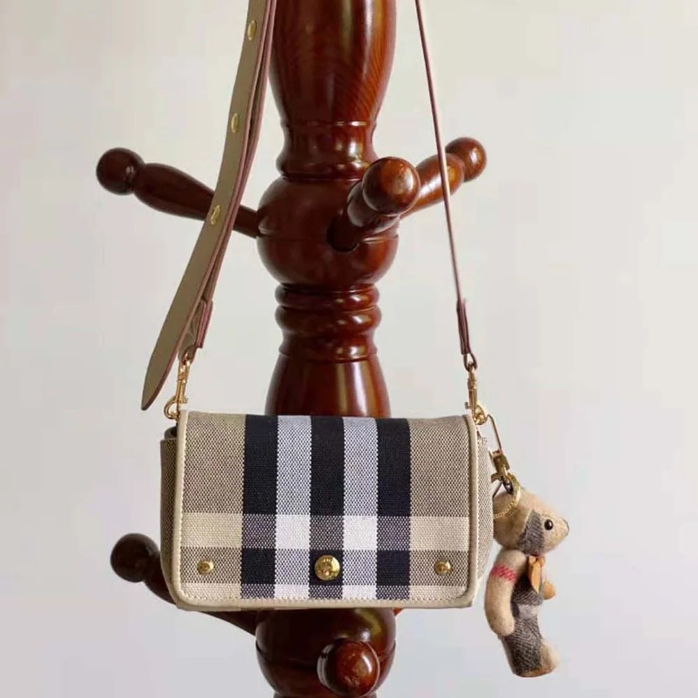 Burberry Small Check Canvas Crossbody Bag for Women Burberry Small Check Canvas Crossbody Bag for Women