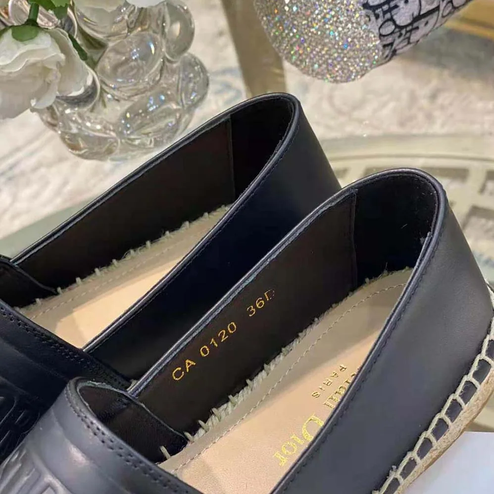 Dior Dior Granville Espadrille Black Embossed Lambskin for Women Dior Dior Granville Espadrille Black Embossed Lambskin for Women