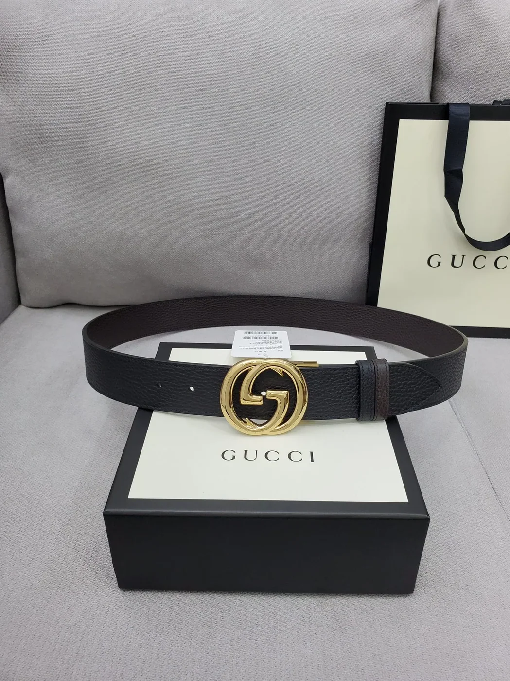 Gucci Belt With Interlocking G Buckle Black