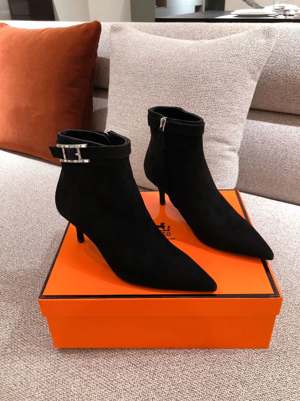Hermes Blanche Ankle Boots Black /