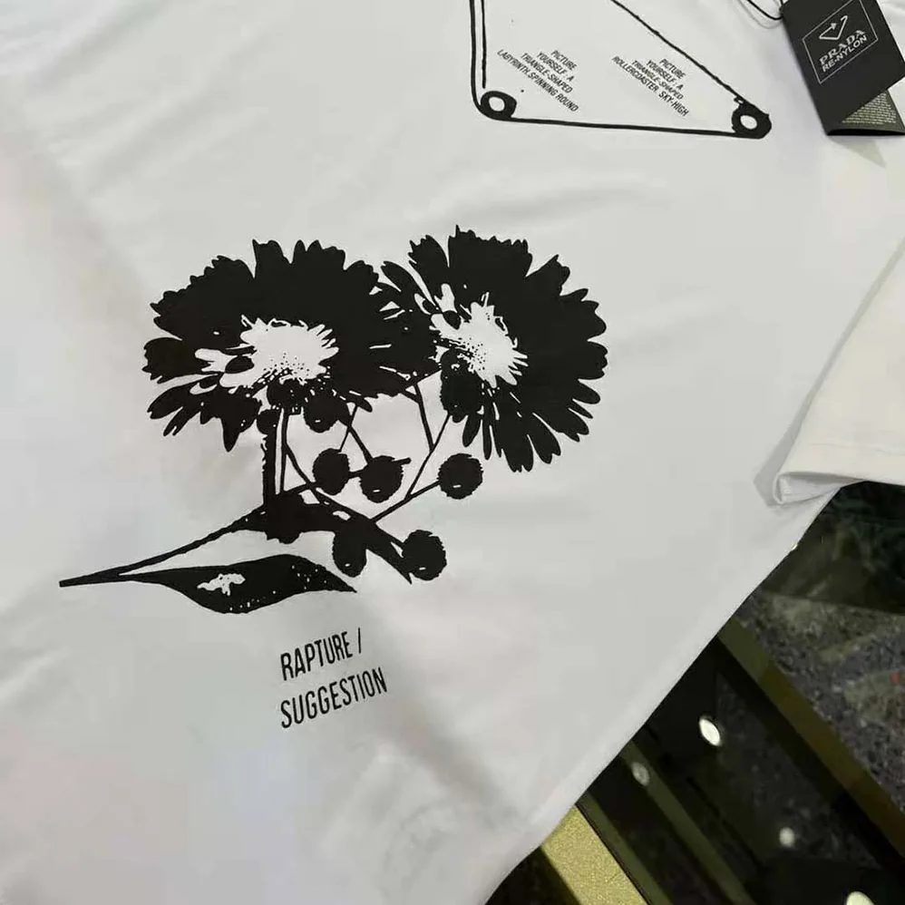 Prada Oversized Printed Jersey T-shirt for Women in White Prada Oversized Printed Jersey T-shirt for Women in White