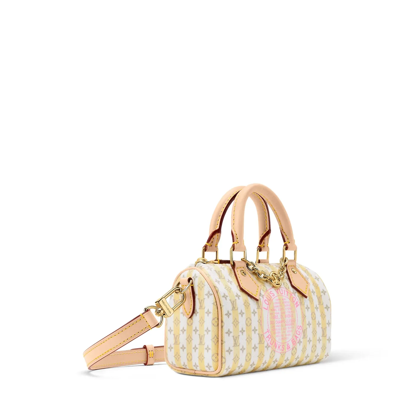 Louis Vuitton Nano Speedy Top Handle Bag in Stamp Banana Gold Hardware