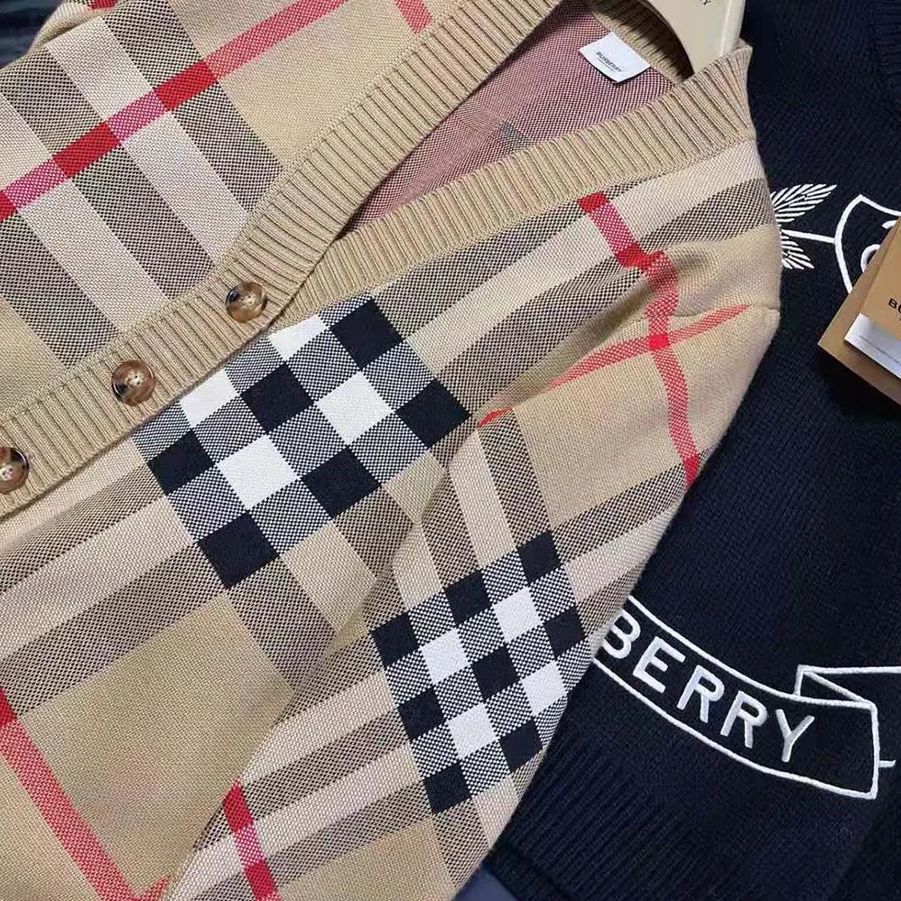 Burberry Check Technical Wool Jacquard Cardigan for Women