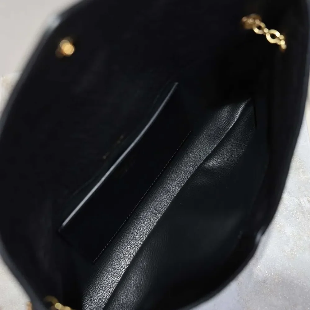 Saint Laurent YSL Cassandre Pouch On Chain In Lambskin Black 29cm for Women