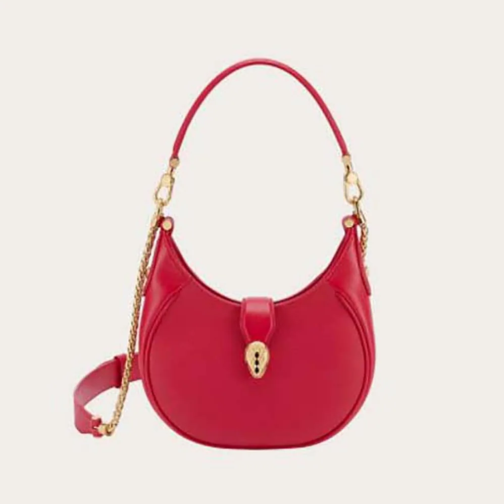 Bvlgari Serpenti Ellipse Crossbody Bag in Calf Leather for Women in Red Bvlgari Serpenti Ellipse Crossbody Bag in Calf Leather for Women in Red