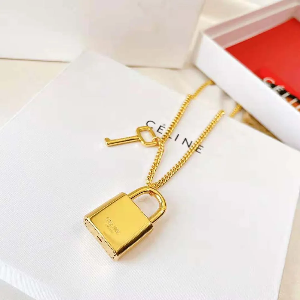 Celine Le 16 Necklace in Brass with Gold Finish for Women Celine Le 16 Necklace in Brass with Gold Finish for Women