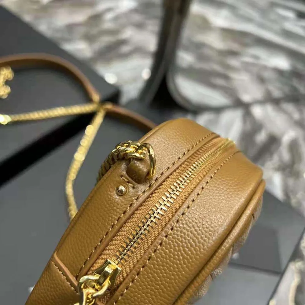 Saint Laurent YSL Lou Mini Bag in Grain De Poudre Embossed Leather for Women in Brown