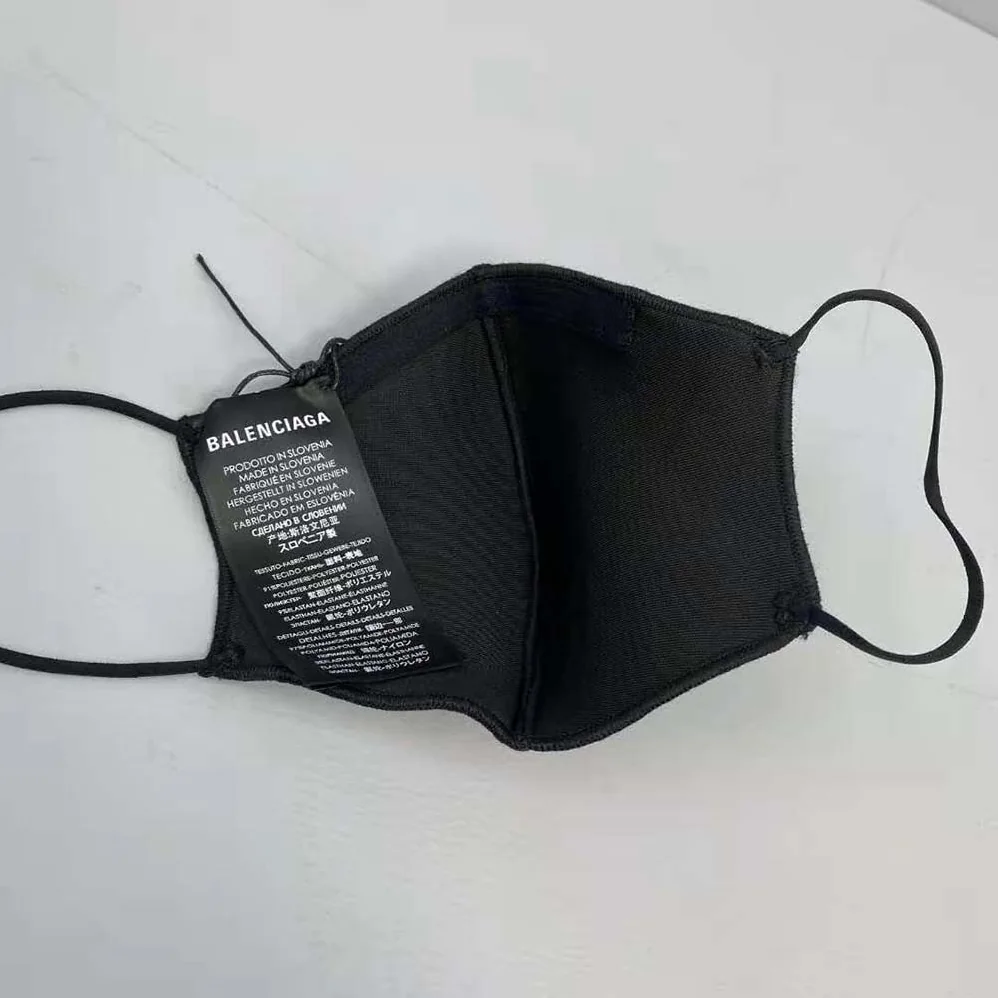 Balenciaga Care Mask in Black and White Printed Neoprene for Women Balenciaga Care Mask in Black and White Printed Neoprene for Women
