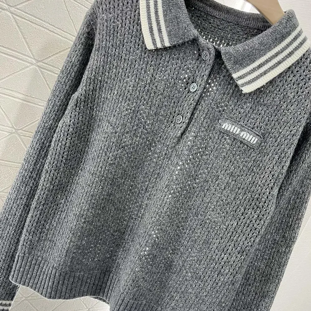 Miu Miu Wool and Cashmere Polo Sweater for Women Miu Miu Wool and Cashmere Polo Sweater for Women
