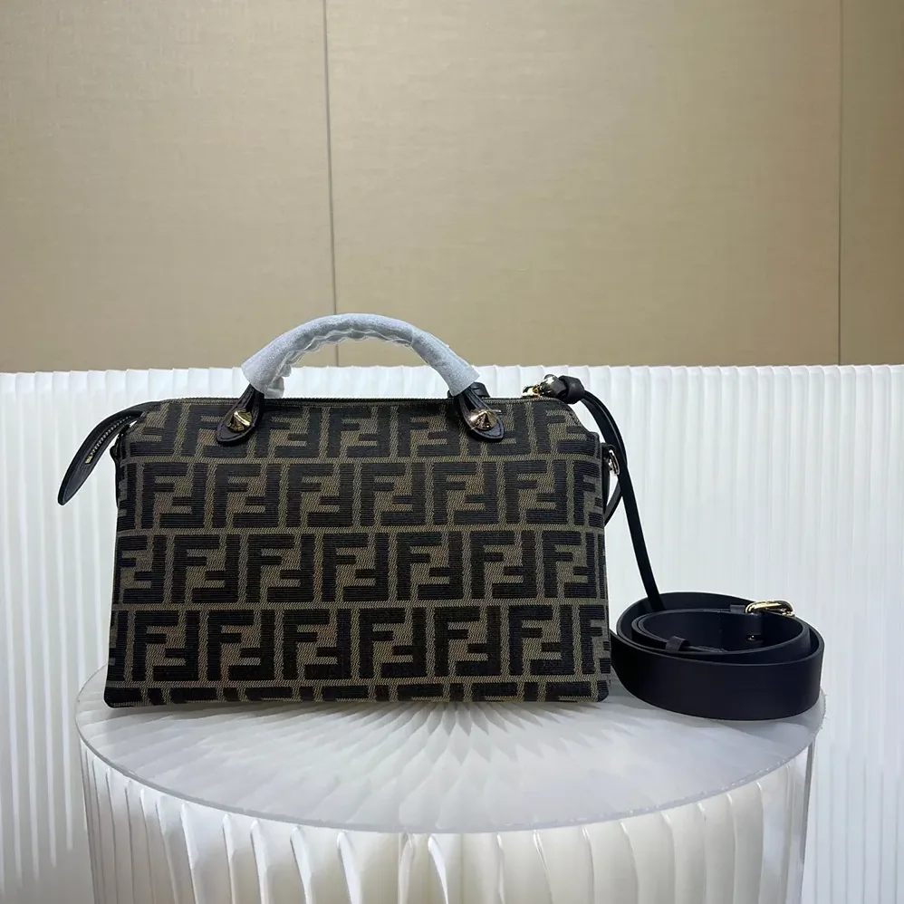 Fendi By The Way Soft Medium Brown FF Jacquard Fabric Bag for Unisex