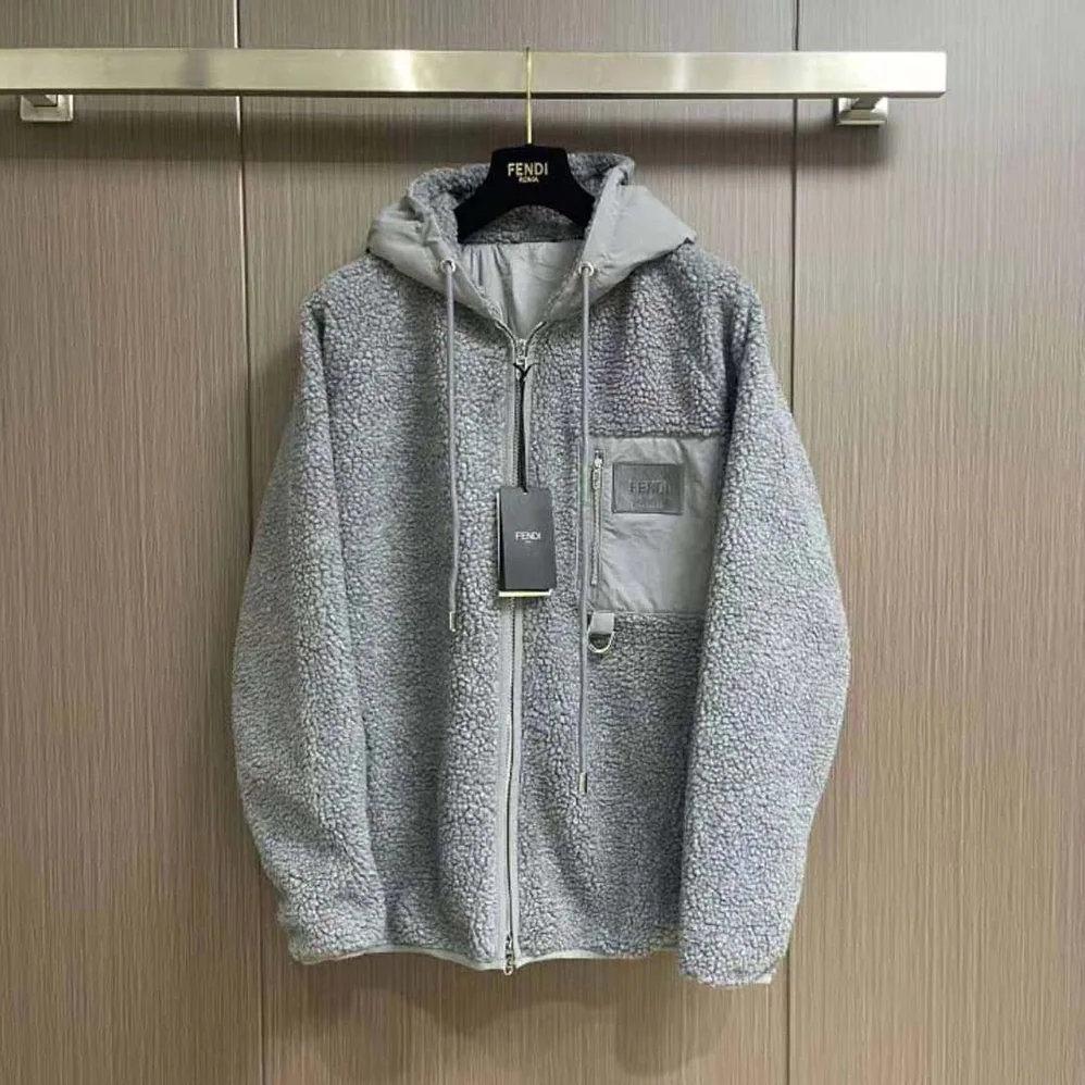 Fendi Blouson Gray Teddy Sweatshirt-FW1288AQMNF1MU3 for Men