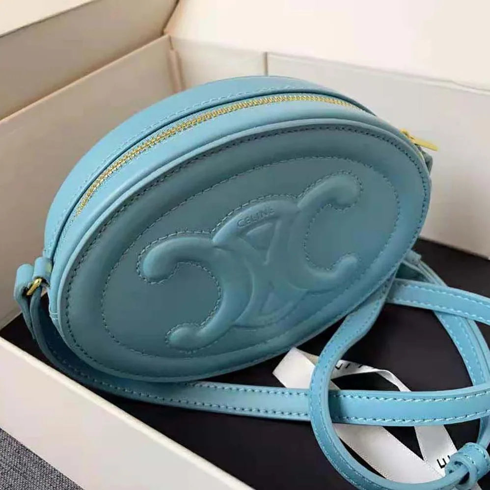 Celine Crossbody Oval Purse Cuir Triomphe in Smooth Calfskin for Women in Blue