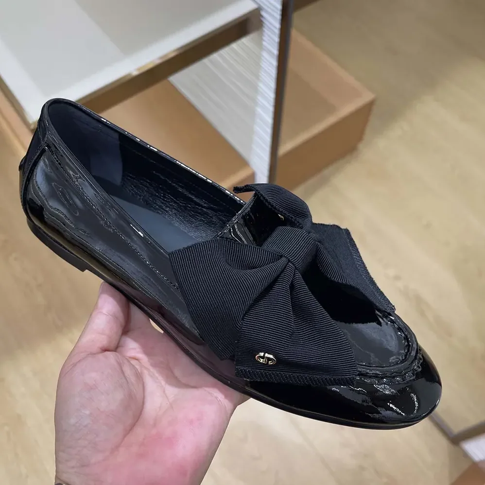 Dior Diorissimo Loafer Black Patent Calfskin and Grosgrain for Women Dior Diorissimo Loafer Black Patent Calfskin and Grosgrain for Women