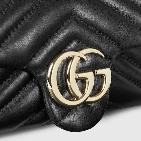 Gucci Marmont Mini Shoulder Bag in Black Gold Hardware